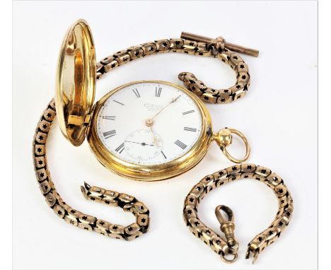 A gold hunter pocket watch, the white enamel dial signed, James McCabe, Royal Exchange London, with Roman numeral hour marker