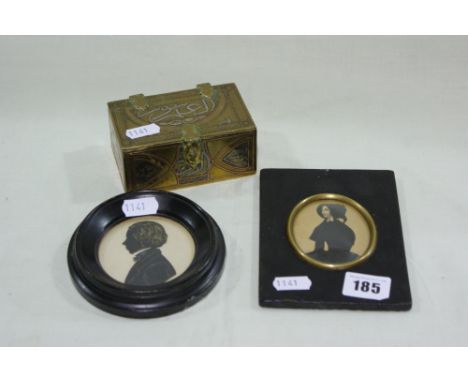 An Early 19th Century Oval Portrait Miniature Of A Lady In Black Attire, Together With A Victorian Period Silhouette Portrait