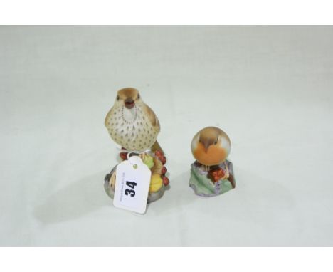 Two Royal Worcester Bird Figures, Robin And Thrush