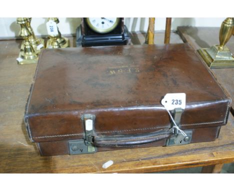 A Vintage Stitched Leather Suitcase