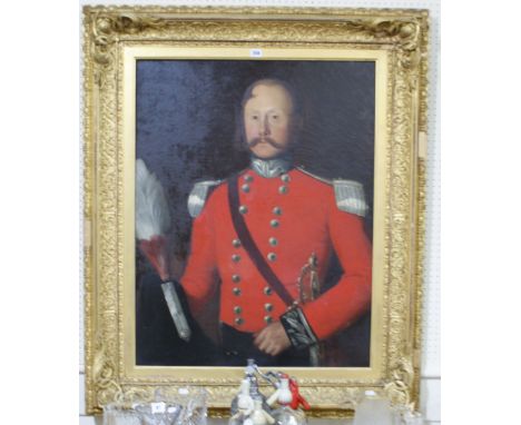 Victorian School, A Large Oil On Canvas Portrait Study Of Henry Onslow Bart In The Uniform Of A Cornish Militia Company, 36" 