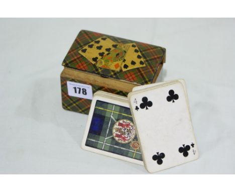 A Tartan Ware Twin Compartment Playing Card Box