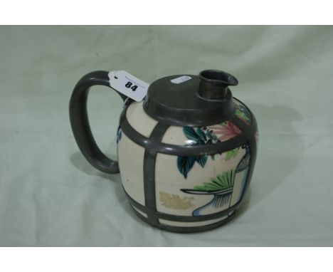A Pewter Bound Chinese Pottery Wine Kettle