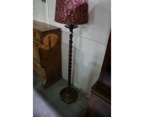 An Early 20th Century Oak Barley Twist Column Standard Lamp