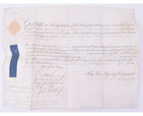 George III Commission Document for Captain Thomas Middleton of an Independent Company of Invalids, vellum document dated 27th