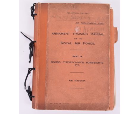 Armament Training Manual for the Royal Air Force Part II Bombs, Pyrotechnics, Bombsights etc. Air Ministry 1929 AP 1243. Exce