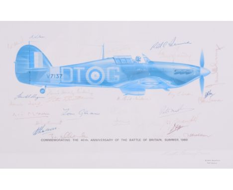 2x Framed Keith Broomfield Prints Commemorating The 40th Anniversary of The Battle Of Britain, both signed by the artist with