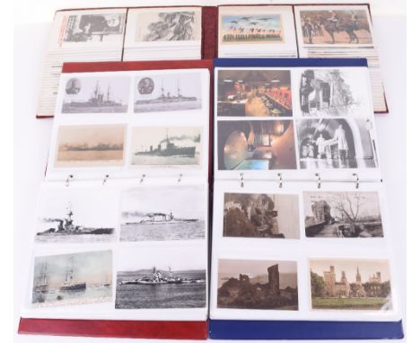 3x Collectors Albums of Military, Castles and Nautical Postcards, very well presented collection of postcards. One album cons