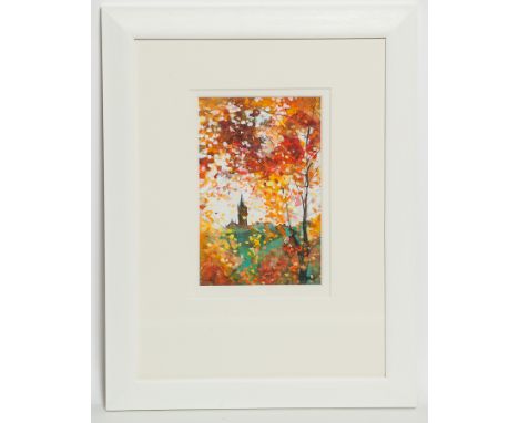 BRYAN EVANS,
EVENING LIGHT THROUGH LEAVES
watercolour on paper, signed
24cm x 15cm
Mounted, framed and under glass 