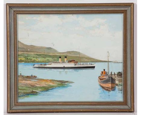 * IAN G ORCHARDSON (SCOTTISH 1927 - 1997), 
DUCHESS OF MONTROSE AT BRODICK 
oil on canvas board, signed and dated 1973 
51cm 