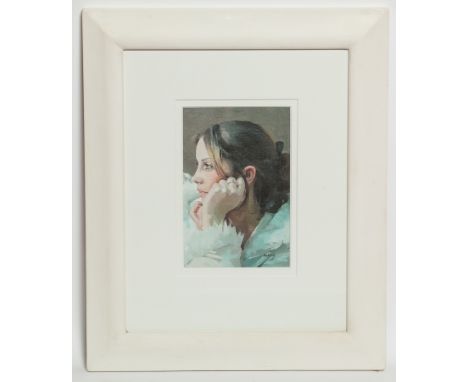 * WALTER AWLSON,
PORTRAIT OF A YOUNG WOMAN
oil on canvas board, signed
29cm x 19cm
Mounted, framed and under glass