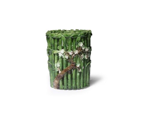 A SANCAI-GLAZED OPENWORK 'THREE FRIENDS OF WINTER' BRUSHPOT, BITONG KangxiExquisitely moulded in the form of a bamboo grove w