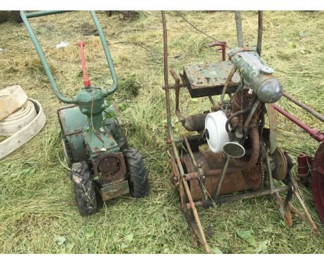 A vintage ATCO tractor and a Monrotiller finished in green (2)