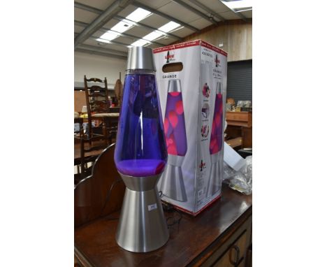A modern retro styled large size lava lamp with pink purple hues