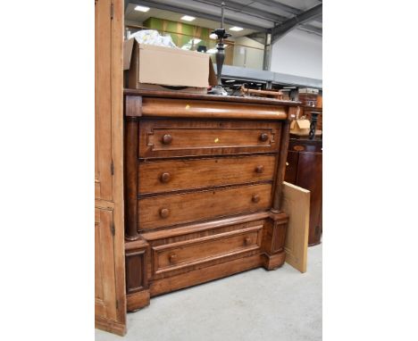 A Victorian mahogany Scotch style chest of drawers, frieze drawer over four drawers, dimensions approx. W130 H138 D60cm