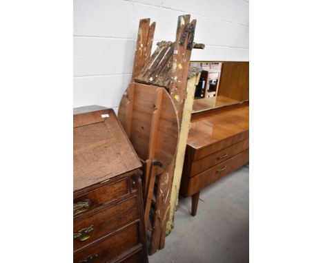 A selection of vintage step ladders and garden table