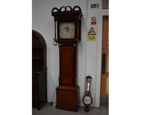 A 19th Century oak cased longcase clock, 30hour movement, having painted dial, signed E Burton, Kendal