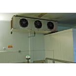 Two ECO COILS AND COOLERS Stainless Steel Clad Ceiling mounted Triple Fan Chiller Evaporator