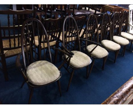 A set of six (4+2) Ercol dining chairs