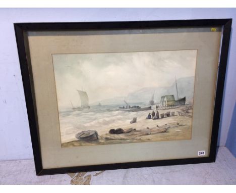 Watercolour, Dudley Hardy, Stormy seascape, 75cm x 58cm