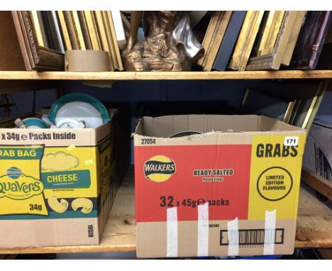 A shelf of assorted, to include pressed glass and prints etc.