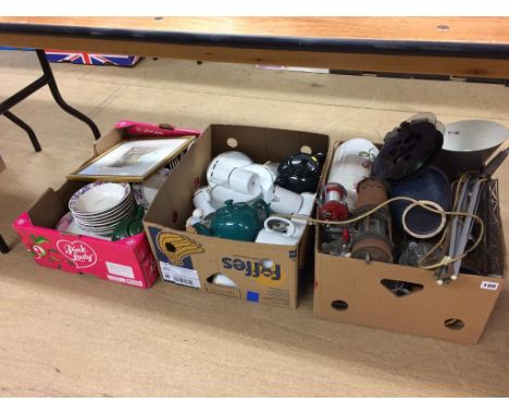 Four boxes of assorted, to include a miners lamp etc.
