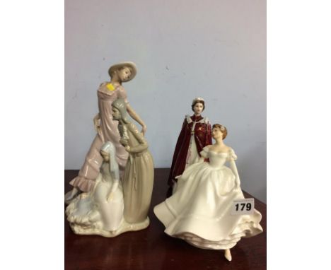 Four figures, to include Nao, Royal Doulton and Royal Worcester etc.