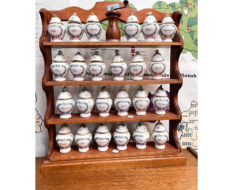 Vintage Spice Shelf with 18 Spice Jars - Matthew Bullock Auctioneers