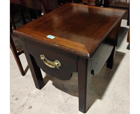 A Georgian mahogany commode stool no pot); a 19th century stained wood blanket box 
