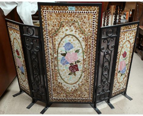 A five fold mosaic fire screen. 