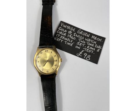 GRUEN, a gents manual wind wristwatch, c. 1970 