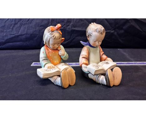 2 large heavy Goebel bookends of Girl & Boy reading