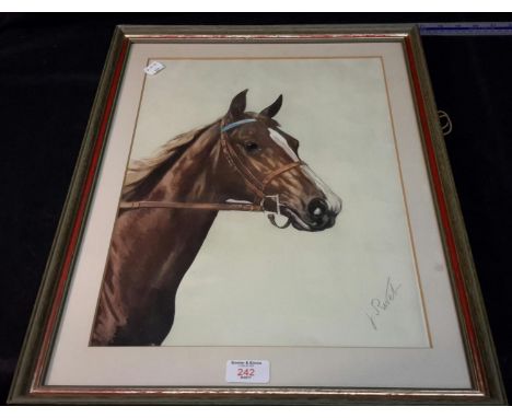 Horse portrait lithograph, signed in pencil by artist J. Rivet 