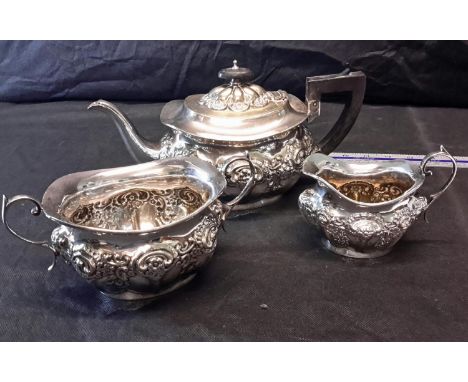 EP 3 piece ornate tea service 