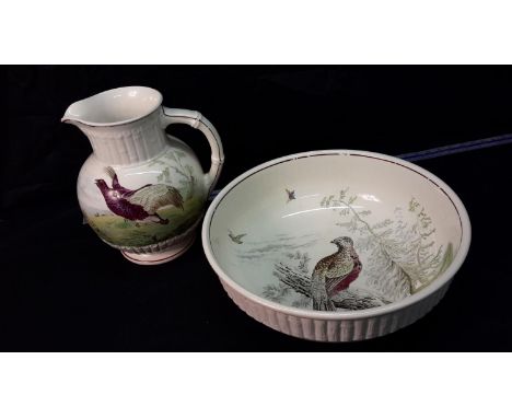 Late Copeland Spode grouse wash jug & bowl No 180288