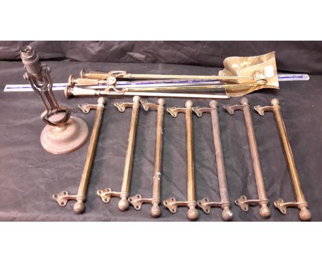 Vintage Horcourts ships lamp, 7 brass rail fittings & Art Nouveau companion 