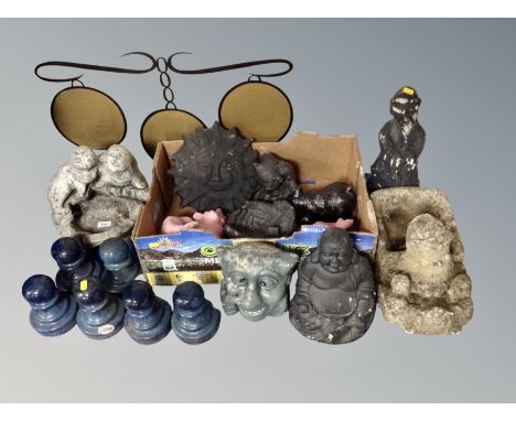 A quantity of assorted concrete and ceramic garden ornaments 