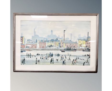 An L S Lowry print - Northern river scene , 60 cm x 39 cm