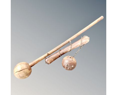 An African wooden knobkerrie togeher with a reenactment star 