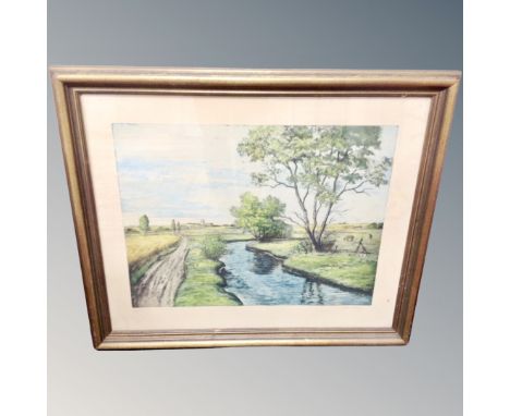 Continental School : An open river landscape, etching printed in colours, signed in pencil with full margins, 59 cm x 73 cm