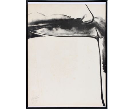 PAUL JENKINS LITHOGRAPH, H 22.75", L 17.5",  "BLACK AND WHITE SERIES": Paul Jenkins  [American, 1923 - 2012]. Pencil signed l