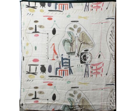 AFTER PABLO PICASSO TAPESTRY, H 45" W 53",  "CARNET DE CALIFORNIA": Signed in the image at  the lower and upper sections. Cen