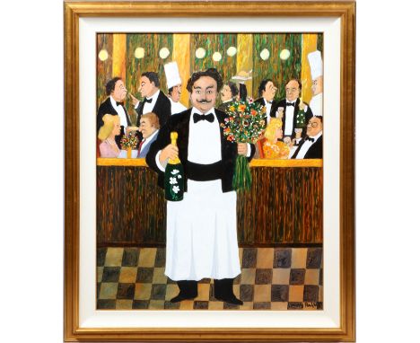 GUY BUFFET [FRENCH, B. 1943], ACRYLIC ON CANVAS,  H 39", W 31", "HAPPY ANNIVERSARY": Signed at  the lower right, framed. Prov