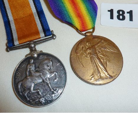 WW1 medal pair, awarded to PO 20294 PTE G. R. STROUD. RMLI