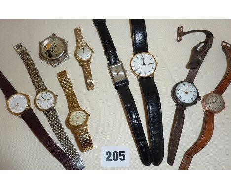 Old and vintage wrist watches including a 9ct gold ladies, an ornate silver with enamelled dial, other watches including Tiss