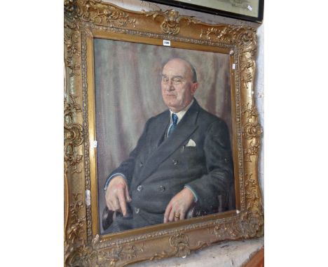 Bernard HAILSTONE (1910-1987) (WW2 fireman painter and society portrait painter) - large oil portrait on canvas of a gentlema