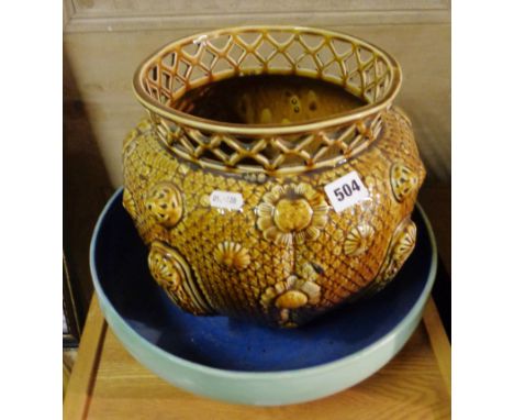 Royal Doulton wash bowl and a Burmantofts style jardiniere