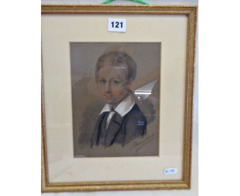 George MOROSINI (d.1882) a portrait of a boy in coloured chalks and pencil