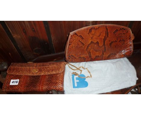 Two vintage snakeskin clutch bags