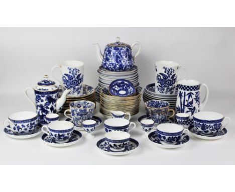 An extensive collection of blue and white wares, decorated in the 'Belfort' pattern by Coalport and others, comprising: a cof